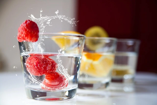 electrolyte drink with lemon in minimal wellness setting